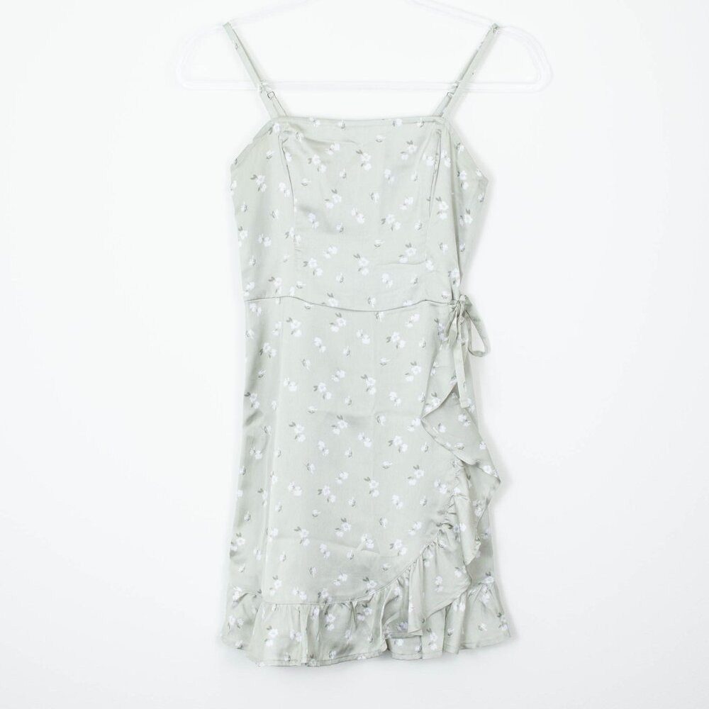 Hollister Satin Floral Faux Wrap Dress Womens Size XS NWT - Picture 1 of 9